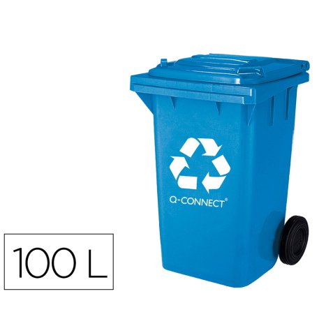 Contenedor selectivo q-connect 100L azul con ruedas