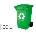 Contenedor selectivo q-connect 100L verde con ruedas