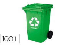 Contenedor selectivo q-connect 100L verde con ruedas