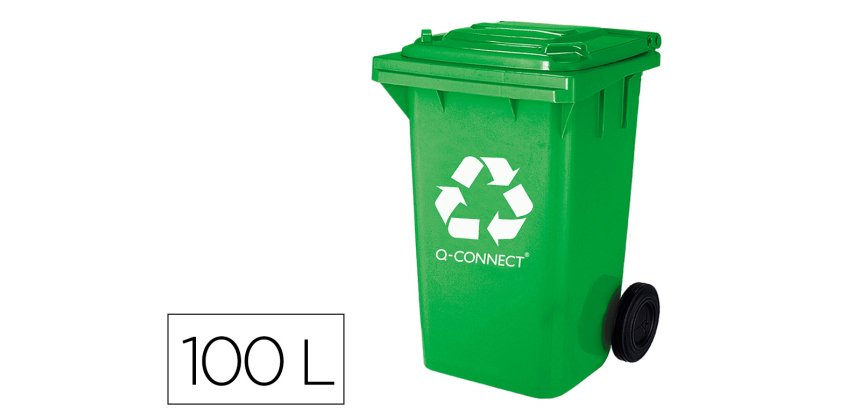 Contenedor selectivo q-connect 100L verde con ruedas