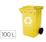 Contenedor selectivo q-connect 100L amarillo con ruedas
