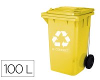 Contenedor selectivo q-connect 100L amarillo con ruedas