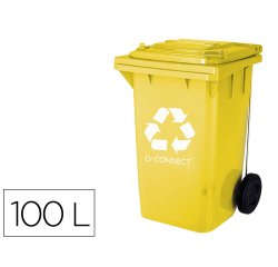 Contenedor selectivo q-connect 100L amarillo con ruedas