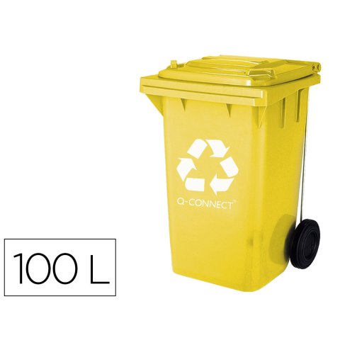 Contenedor selectivo q-connect 100L amarillo con ruedas