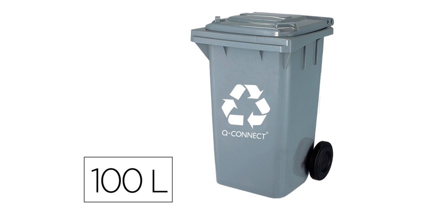 Contenedor selectivo q-connect 100L gris con ruedas