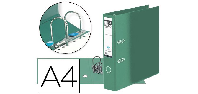 Archivador de palanca elba carton forrado din a4 verde lomo de 80 mm rado