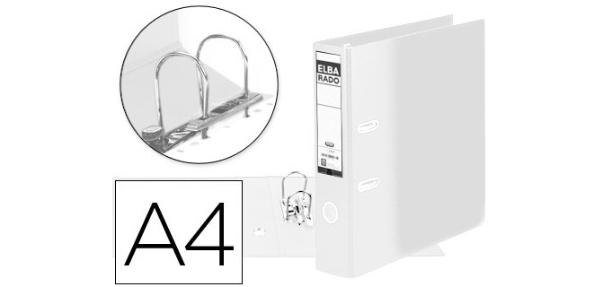 Archivador de palanca elba carton forrado din a4 blanco lomo de 80 mm rado