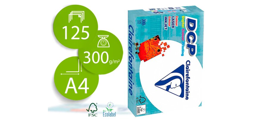 Papel fotocopiadora clairefontaine din a4 300 gramos paquete de 125 hojas