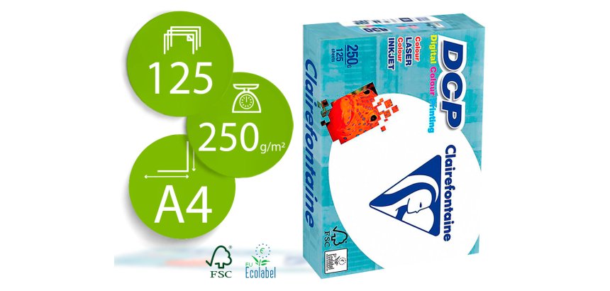 Papel fotocopiadora clairefontaine din a4 250 gramos paquete de 125 hojas