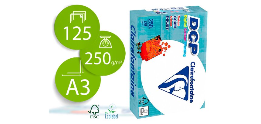 Papel fotocopiadora clairefontaine din a3 250 gramos paquete de 125 hojas
