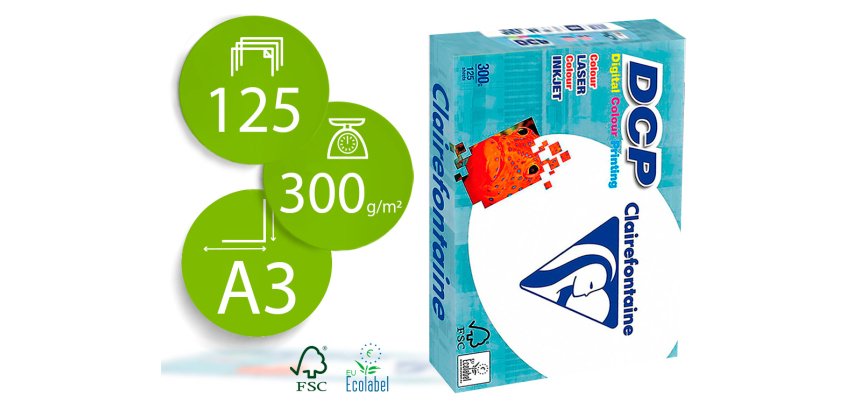 Papel fotocopiadora clairefontaine din a3 300 gramos paquete de 125 hojas