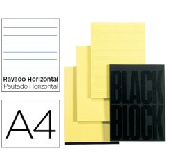 Bloc papel Exacompta Black Block A4 - papel amarillo rayado horizontal - 70 hojas