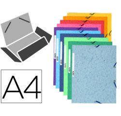 Carpeta exacompta gomas cartulina lustrada tres solapas din a4 colores surtidos