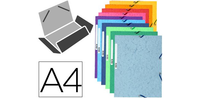 Carpeta exacompta gomas cartulina lustrada tres solapas din a4 colores surtidos