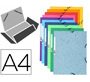 Carpeta exacompta gomas cartulina lustrada tres solapas din a4 colores surtidos