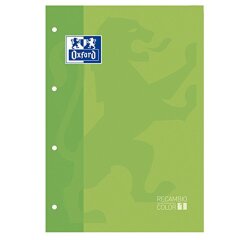 Recambio color oxford din a4 80 hojas 90 grs cuadros 5 mm 4 taladros verde