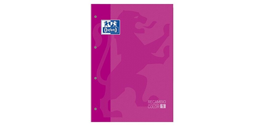 Recambio color oxford din a4 80 hojas 90 grs cuadros 5 mm 4 taladros rosa
