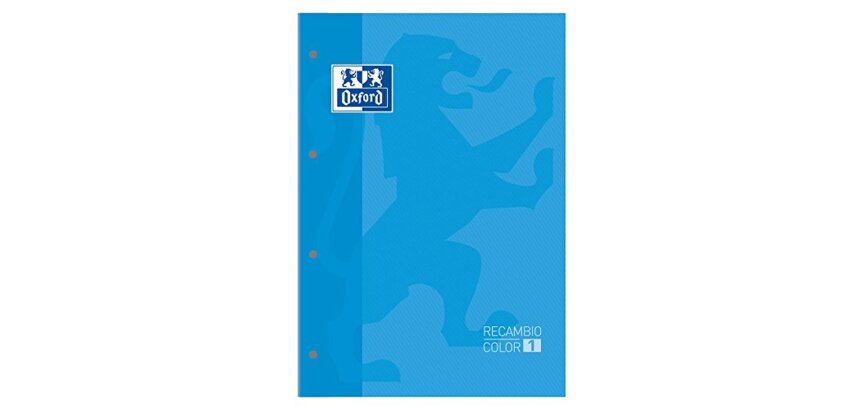 Recambio color oxford din a4 80 hojas 90 grs cuadros 5 mm 4 taladros turquesa