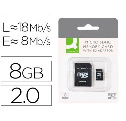 Memoria sd micro q-connect flash 8 gb clase 4 con adaptador