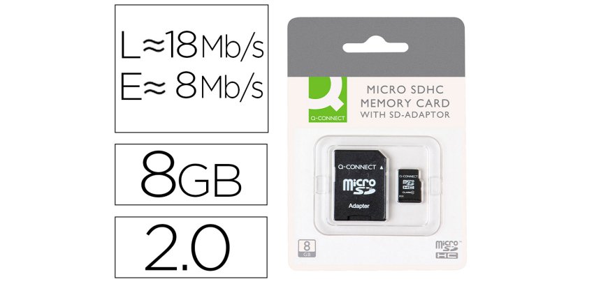 Memoria sd micro q-connect flash 8 gb clase 4 con adaptador