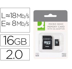 Memoria sd micro q-connect flash 16 gb clase 6 con adaptador