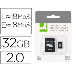 Memoria sd micro q-connect flash 32 gb clase 6 con adaptador