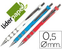 Portaminas liderpapel diamond 0,5 mm con goma y sujecion soft colores surtidos