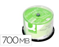 Cd-r q-connect con superficie 100% imprimible para inkjet capacidad 700mb duracion 80minvelocidad 52x bote de 50 unid
