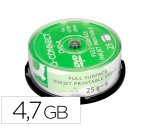 Dvd-r q-connect con superficie 100% imprimible para inkjet capacidad 4,7gb duracion 120mivelocidad 16x bote de 25 unid