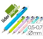 Boligrafo liderpapel 5 en 1 azul negro rojo verde 0,7m y portaminas 0,5mm