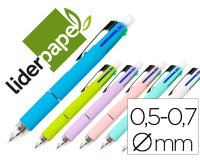 Boligrafo liderpapel 5 en 1 azul negro rojo verde 0,7m y portaminas 0,5mm