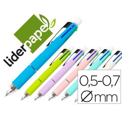 Boligrafo liderpapel 5 en 1 azul negro rojo verde 0,7m y portaminas 0,5mm