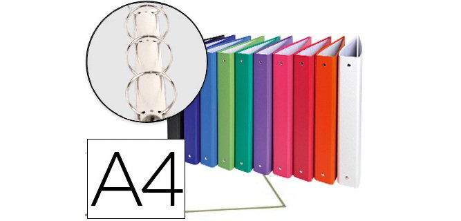 Carpeta de 4 anillas 30mm redondas exacompta a4 carton forrado colores surtidos