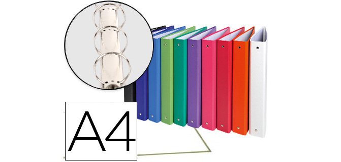 Carpeta de 4 anillas 30mm redondas exacompta a4 carton forrado colores surtidos
