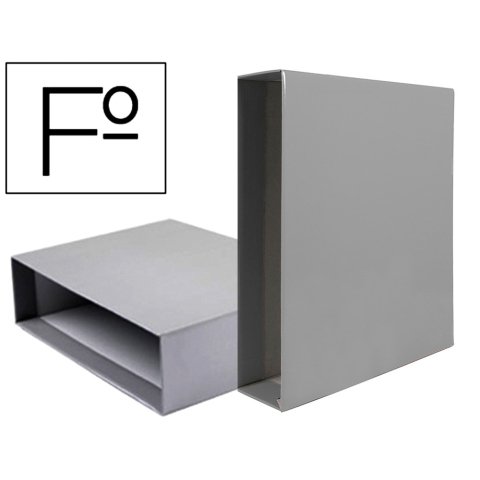 Caja archivador liderpapel de palanca carton folio documenta lomo 75mm color gris