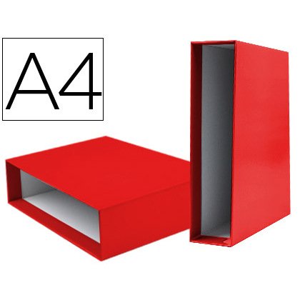 Caja archivador liderpapel de palanca carton din a4 documenta lomo 75mm color rojo