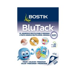 Sujetacosa masilla bostik blu tack blanco cuarteado