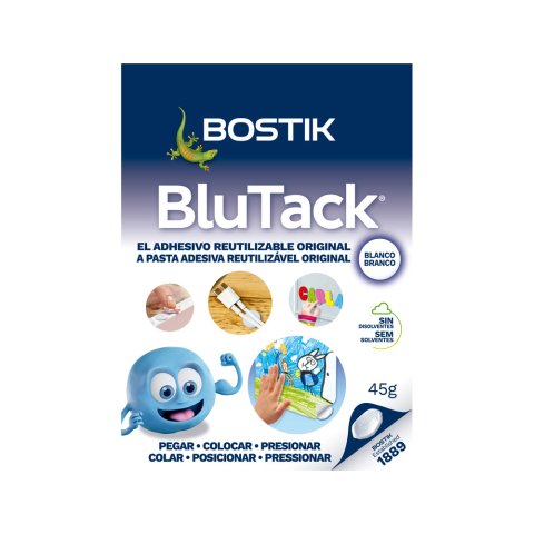 Sujetacosa masilla bostik blu tack blanco cuarteado