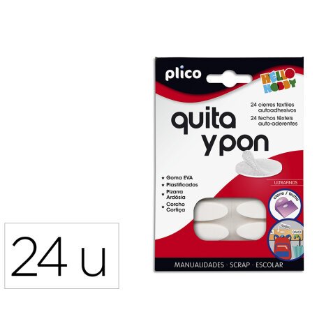 Velcro adhesivo ovalado plico quita y pon blister de 24 unidades