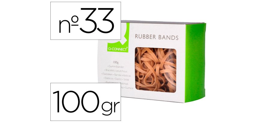 Gomillas elasticas q-connect 100 gr numero 33 90 x 3 mm