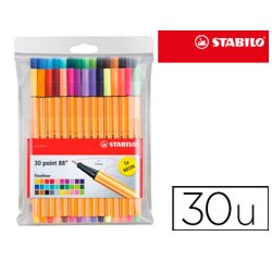 Rotulador stabilo point 88 colores neon estuche 25+5 unidades