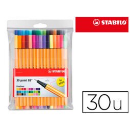 Rotulador stabilo point 88 colores neon estuche 25+5 unidades