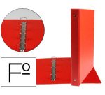 Carpeta liderpapel 4 anillas 25 mm redondas plastico folio color rojo