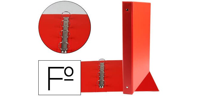 Carpeta liderpapel 4 anillas 25 mm redondas plastico folio color rojo