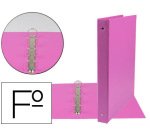 Carpeta liderpapel 4 anillas 25 mm redondas plastico folio color fucsia