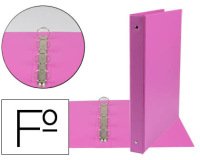 Carpeta liderpapel 4 anillas 25 mm redondas plastico folio color fucsia