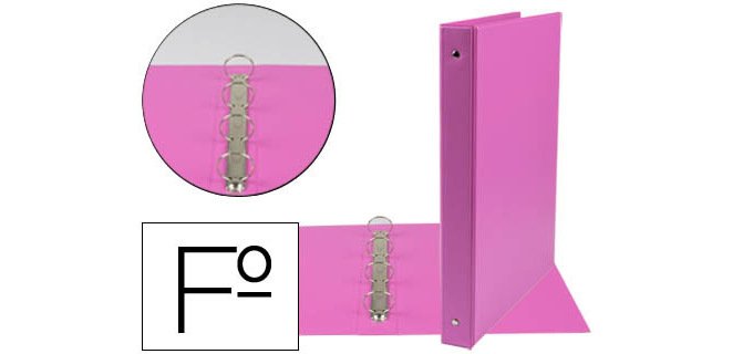 Carpeta liderpapel 4 anillas 25 mm redondas plastico folio color fucsia
