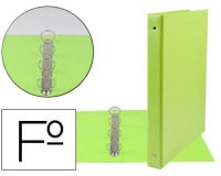 Carpeta liderpapel 4 anillas 25 mm redondas plastico folio color verde pistacho