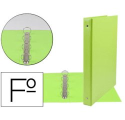 Carpeta liderpapel 4 anillas 25 mm redondas plastico folio color verde pistacho