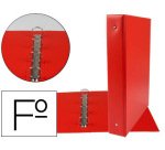 Carpeta liderpapel 4 anillas 40 mm redondas plastico folio color rojo